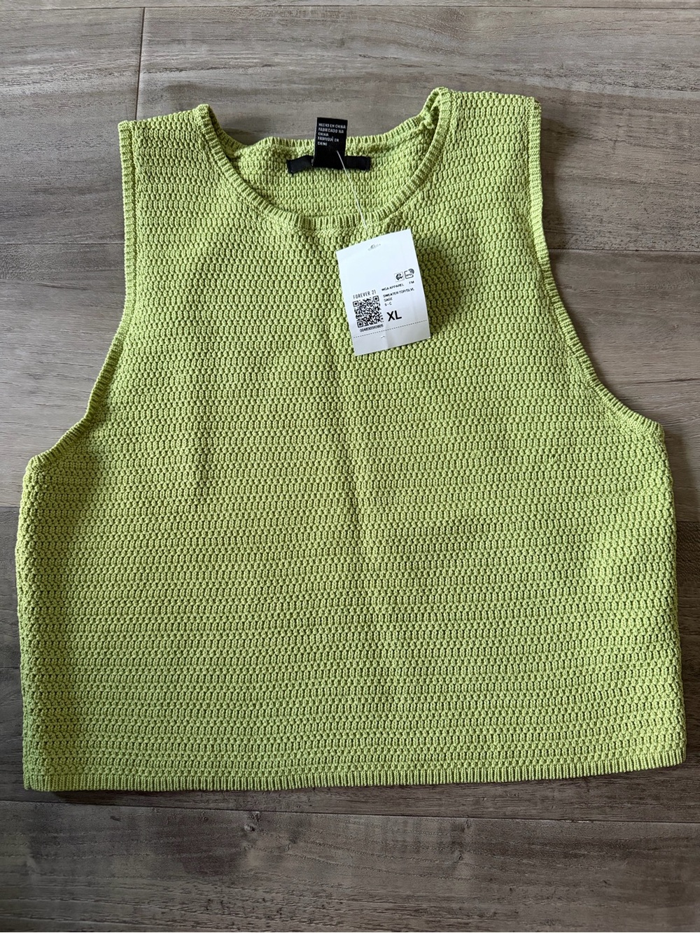 Forever 21 Cropped Crochet Tank Top - Lime